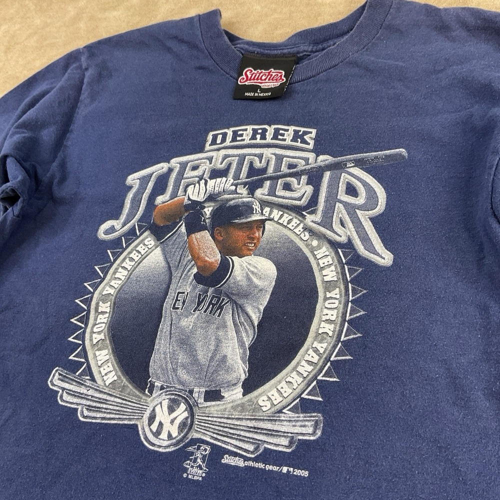 Vintage Derek Jeter T-Shirt Youth Sz L New York Yankees Stitches Y2K MLBPA